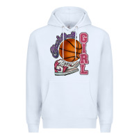 White Basketball girl Premium Hoodie - HowdyJamesFarm