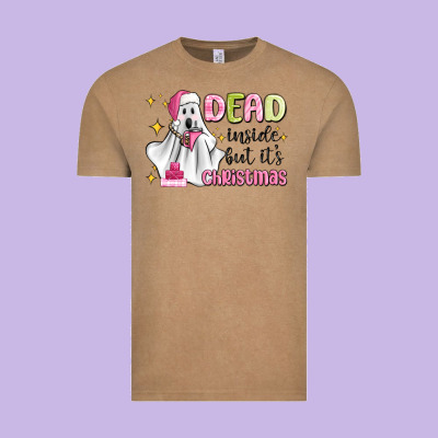 Dead Inside But It's Christmas Vintage Tee Designed By Maliassmallbusiness