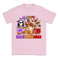 Bubblegum Pink happy hallothanksmas Classic Tee - MaliasSmallBusiness