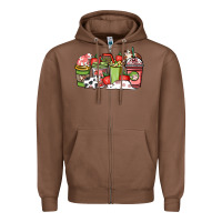 Chestnut Cow and strawberry coffee cups Zipper Hoodie - HowdyJamesFarm