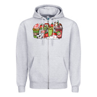 Heather Grey Cow and strawberry coffee cups Zipper Hoodie - HowdyJamesFarm