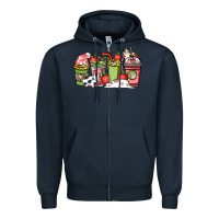 Navy Cow and strawberry coffee cups Zipper Hoodie - HowdyJamesFarm