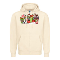 Sandshell Cow and strawberry coffee cups Zipper Hoodie - HowdyJamesFarm