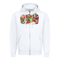 White Cow and strawberry coffee cups Zipper Hoodie - HowdyJamesFarm
