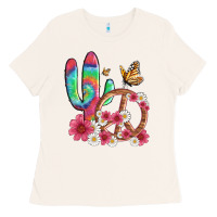 Bone cactus peace sign flowers and butterflys Ladies Tee - Artiststas