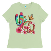 Matcha cactus peace sign flowers and butterflys Ladies Tee - Artiststas