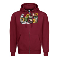Burgundy Cowhide coffee cups Zipper Hoodie - HowdyJamesFarm