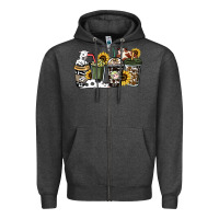 Charcoal Heather Cowhide coffee cups Zipper Hoodie - HowdyJamesFarm