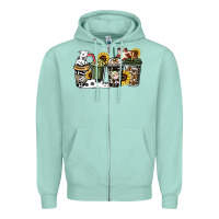 Seafoam Cowhide coffee cups Zipper Hoodie - HowdyJamesFarm