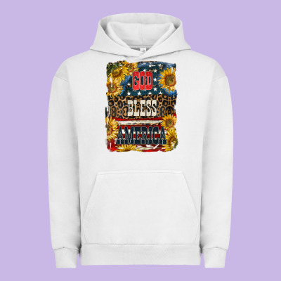 Western God Bless America 4th Of July Urban Hoodie Designed By Lillyallendesigns