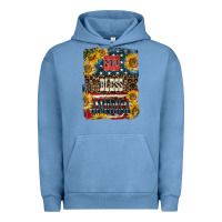 Pigment Pebble Blue Western God Bless America 4th of July Urban Hoodie - LillyAllenDesigns