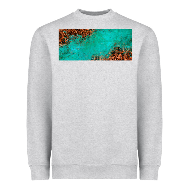 Tooled Leather Turquoise Glitter 11oz Mug Heavyweight Sweatshirt by Jasminsmagicworld | Teevron