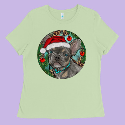 Frenchie Christmas Ladies Tee Designed By Ranaportraitstore