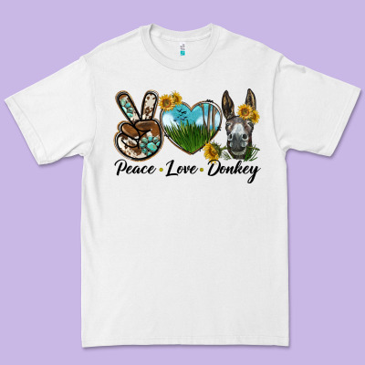 Peace Love Donkey Head Premium Tee Designed By Lillyallendesigns