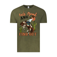 Vintage Olive buck around and find out rodeo cowboy Vintage Tee - MaliasSmallBusiness