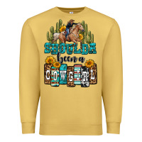 Antique Gold shoulda been a cowgirl Premium Sweatshirt - OliviaCreatesArt