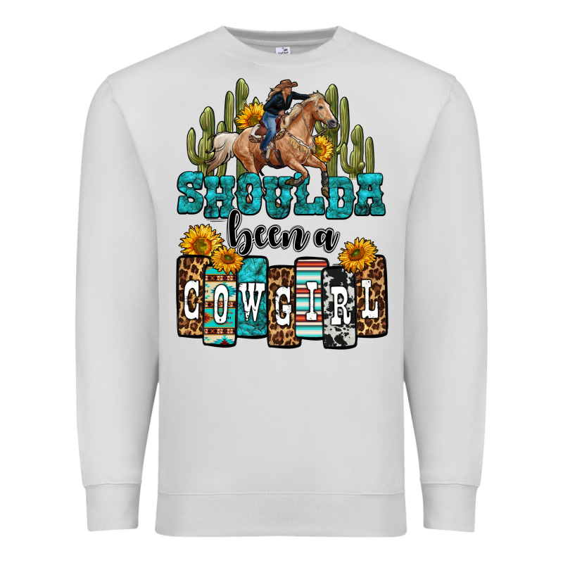 Shoulda Been A Cowgirl Premium Sweatshirt by OliviaCreatesArt | Teevron