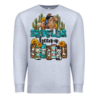 Heather Grey shoulda been a cowgirl Premium Sweatshirt - OliviaCreatesArt