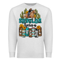 Oatmeal Heather shoulda been a cowgirl Premium Sweatshirt - OliviaCreatesArt
