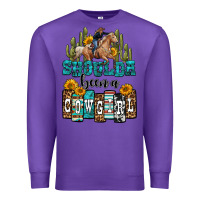 Purple shoulda been a cowgirl Premium Sweatshirt - OliviaCreatesArt