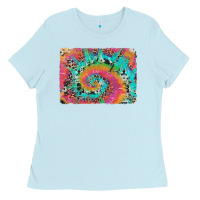Baby Blue tie dye leopard cowhide glitter background Ladies Tee - Artiststas