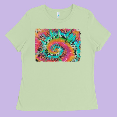 Tie Dye Leopard Cowhide Glitter Background Ladies Tee Designed By Artiststas