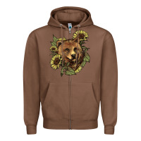 Chestnut Bear head sunflower Zipper Hoodie - HowdyJamesFarm