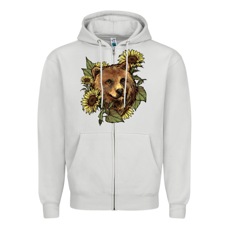 Bear Head Sunflower Zipper Hoodie by HowdyJamesFarm | Teevron