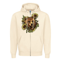 Sandshell Bear head sunflower Zipper Hoodie - HowdyJamesFarm
