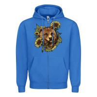 True Royal Bear head sunflower Zipper Hoodie - HowdyJamesFarm