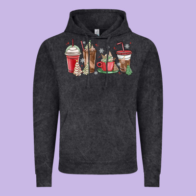 Christmas Tree Cake And Coffee Cups Vintage Hoodie Designed By Maliassmallbusiness