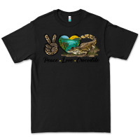 Black Peace Love Crocodile Premium Tee - LillyAllenDesigns