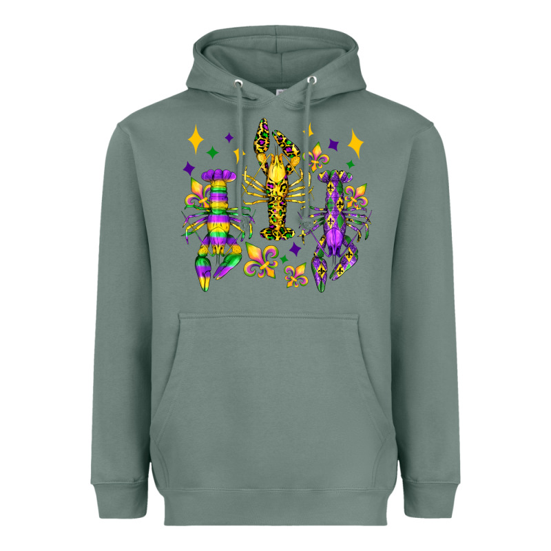 Mardi Gras Craw Fish Olivia Heavyweight Hoodie by OliviaCreatesArt | Teevron