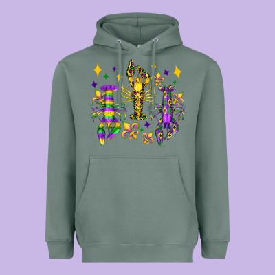 Mardi Gras Craw Fish Olivia Heavyweight Hoodie Designed By Oliviacreatesart