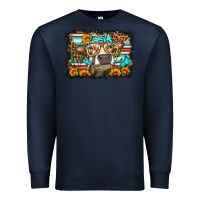 Navy sunflower cow olivia Premium Sweatshirt - OliviaCreatesArt