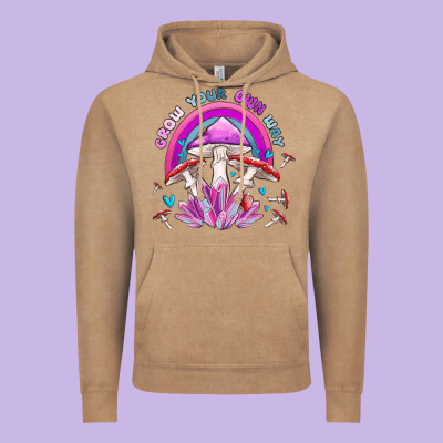 Grow Your Own Way Crystal And Mushroom Vintage Hoodie Designed By Maliassmallbusiness