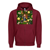Burgundy wizard girl with magic Zipper Hoodie - TumblerDesignByShophia