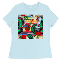 Baby Blue flamenco dancer seamless pattern Ladies Tee - BundleAndBundleShop