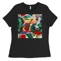 Black flamenco dancer seamless pattern Ladies Tee - BundleAndBundleShop