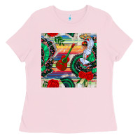 Bubblegum Pink flamenco dancer seamless pattern Ladies Tee - BundleAndBundleShop