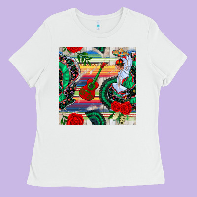 Flamenco Dancer Seamless Pattern Ladies Tee Designed By Bundleandbundleshop