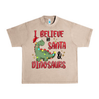 French Oak i believe in santa & dinosaurs Urban Heavy Tee - MaliasSmallBusiness