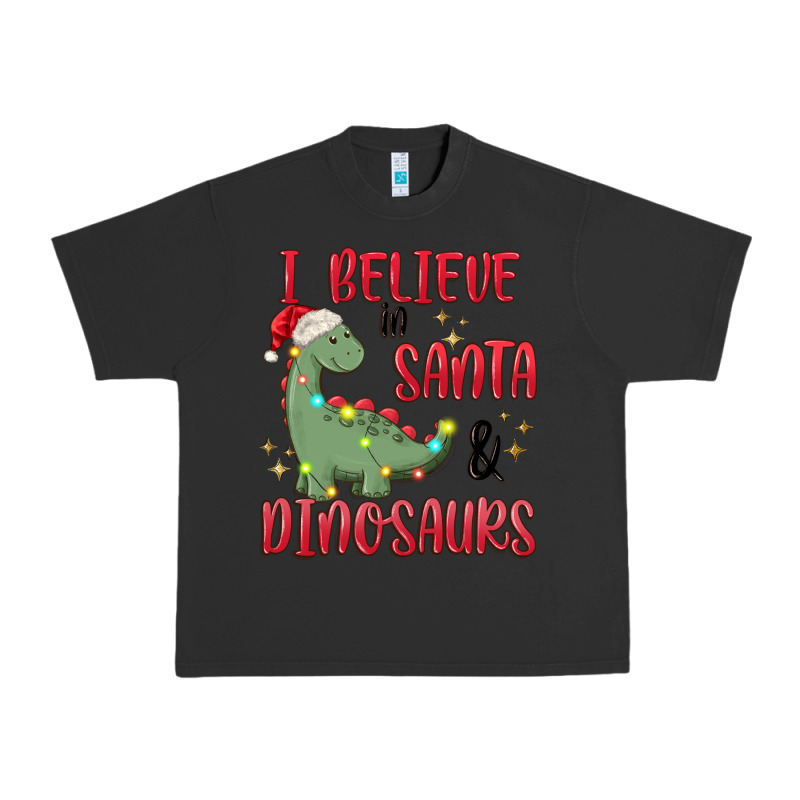 I Believe In Santa & Dinosaurs Urban Heavy Tee by MaliasSmallBusiness | Teevron