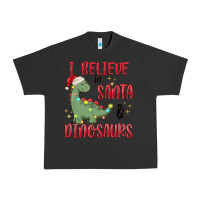 Pigment Black i believe in santa & dinosaurs Urban Heavy Tee - MaliasSmallBusiness
