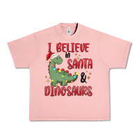 Salmon i believe in santa & dinosaurs Urban Heavy Tee - MaliasSmallBusiness