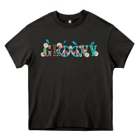 Asphalt groovy with peace  sign flowers Heavy Core Tee - Artiststas