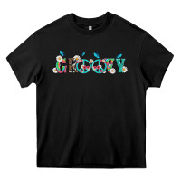 Black groovy with peace  sign flowers Heavy Core Tee - Artiststas