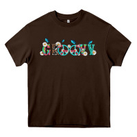 Chocolate Brown groovy with peace  sign flowers Heavy Core Tee - Artiststas