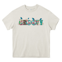 Cream groovy with peace  sign flowers Heavy Core Tee - Artiststas