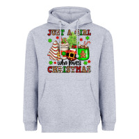 Heather Grey just a girl who loves christmas Heavyweight Hoodie - OliviaCreatesArt